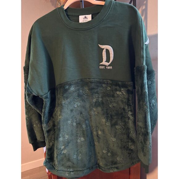 Disney Tops - Disneyland Mickey Mouse Fleece Velour Green Spirit Jersey Sz S
